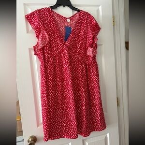 NWT-Red Polka Dot Ruffle Dress